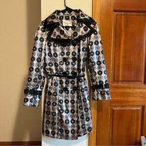 Max Mara XL Graphic Polka Dot Trench Coat Japan Belted Double Breasted